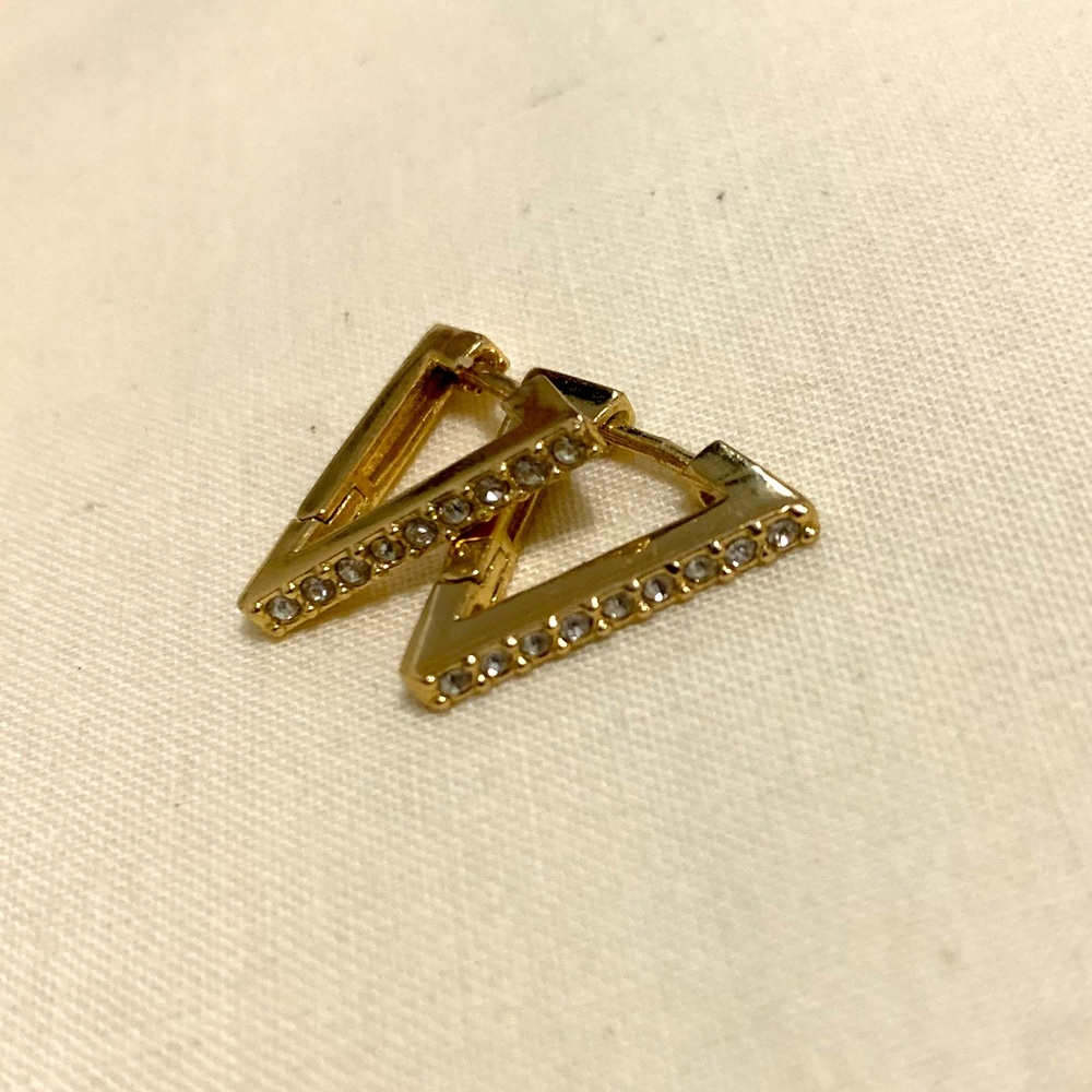 BCBG Pave Triangular Earrings - Gold